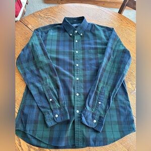 J. Crew Slim cut black watch plaid shirt-men’s Large